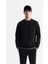Erkek Siyah Bisiklet Yaka Baskılı Elastan Sweatshirt A42y1335 1