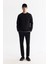 Erkek Siyah Bisiklet Yaka Baskılı Elastan Sweatshirt A42y1335 5