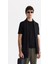 Erkek Siyah Bisiklet Yaka Jakarlı Rayon Triko T-shirt A42y5008 1