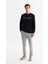 Erkek Siyah Bisiklet Yaka Pamuklu Baskılı Elastan Sweatshirt A42Y1258 6