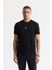 Erkek Siyah Bisiklet Yaka Baskılı İnterlok T-Shirt A51Y1162 1