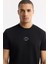 Erkek Siyah Bisiklet Yaka Baskılı İnterlok T-Shirt A51Y1162 2