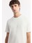 Erkek Beyaz Regular Fit Bisiklet Yaka Hologram Baskılı Interlok T-shirt A51y1132 2