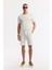 Erkek Beyaz Relaxed Fit Beli Lastikli %100 Keten Assos Şort B003732 1