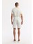 Erkek Beyaz Relaxed Fit Beli Lastikli %100 Keten Assos Şort B003732 4