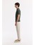 Erkek Haki Düğmesiz Polo Yaka Boyuna Ajur Desenli Rayon Triko T-shirt A51Y5015 3