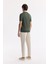Erkek Haki Düğmesiz Polo Yaka Boyuna Ajur Desenli Rayon Triko T-shirt A51Y5015 4