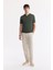 Erkek Haki Düğmesiz Polo Yaka Boyuna Ajur Desenli Rayon Triko T-shirt A51Y5015 5