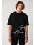 Erkek Siyah %100 Pamuk Bisiklet Yaka Baskılı T-shirt A41y1038 3