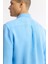Erkek Mavi Comfort Fit %100 Keten Düğmeli Yaka Gömlek B002191 6