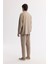 Erkek Bej Oversize Alttan Britli Yaka Modal Karışımlı Rahat Kesim Gömlek A51y2168 4
