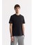 Erkek Siyah Regular Fit Bisiklet Yaka Enjeksiyon Baskılı 2'İplik T-Shirt A51Y1163 1