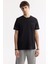 Erkek Siyah Regular Fit Bisiklet Yaka Enjeksiyon Baskılı 2'İplik T-Shirt A51Y1163 5