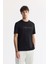 Erkek Siyah Regular Fit Bisiklet Yaka Hologram Baskılı Interlok T-shirt A51y1132 1