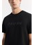 Erkek Siyah Regular Fit Bisiklet Yaka Hologram Baskılı Interlok T-shirt A51y1132 2