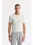 Erkek Ekru Regular Fit Düğmesiz Polo Yaka Boyuna Ajur Desenli Rayon Triko T-shirt A51Y5015 1
