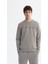 Erkek Gri Bisiklet Yaka Baskılı Soft Touch Sweatshirt A42y1307 1