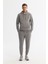 Erkek Gri Kapüşonlu Baskılı Elastan Sweatshirt A42y1262 6