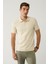Erkek Bej %100 Pamuk 3 Düğmeli Jakarlı Polo Yaka T-shirt A41y1147 1