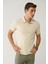 Erkek Bej %100 Pamuk 3 Düğmeli Jakarlı Polo Yaka T-shirt A41y1147 3