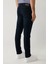 Erkek Koyu Lacivert Slim Fit Eskitme Yıkamalı Esnek Jean Pantolon B003525 5