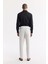 Erkek Beyaz Relaxed Fit Beli Lastikli %100 Keten Pantolon B003032 3