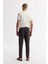 Erkek Kahve Relaxed Fit Beli Lastikli %100 Keten Pantolon B003032 3