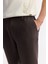 Erkek Kahve Relaxed Fit Beli Lastikli %100 Keten Pantolon B003032 4