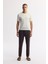 Erkek Kahve Relaxed Fit Beli Lastikli %100 Keten Pantolon B003032 7