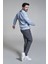 Erkek Mavi Comfort Fit Fermuarlı Süet Görünümlü Bomber İnce Mont B006045 3