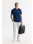Erkek Petrol Mavi Regular Fit Bisiklet Yaka Enjeksiyon Baskılı Interlok T-shirt A51y1021 7