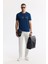 Erkek Petrol Mavi Regular Fit Bisiklet Yaka Enjeksiyon Baskılı Interlok T-shirt A51y1021 8