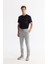Erkek Siyah Bisiklet Yaka Baskılı Elastan T-shirt A42y1020 4