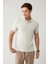 Erkek Gri %100 Pamuk 3 Düğmeli Jakarlı Polo Yaka T-shirt A41y1147 3