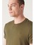 Erkek Haki Soft Regular Fit Soft Touch Bisiklet Yaka Düz Modal T-Shirt B001171 2