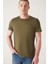 Erkek Haki Soft Regular Fit Soft Touch Bisiklet Yaka Düz Modal T-Shirt B001171 3