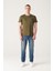 Erkek Haki Soft Regular Fit Soft Touch Bisiklet Yaka Düz Modal T-Shirt B001171 5
