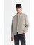 Erkek Açık Gri Comfort Fit Fermuarlı Süet Görünümlü Bomber İnce Mont B006045 1