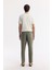 Erkek Haki Relaxed Fit Beli Lastikli %100 Keten Pantolon B003032 3