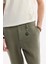 Erkek Haki Relaxed Fit Beli Lastikli %100 Keten Pantolon B003032 4