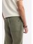 Erkek Haki Relaxed Fit Beli Lastikli %100 Keten Pantolon B003032 5