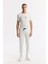 Erkek Beyaz Beli Lastikli Bağcıklı Yandan Fermuarlı Cepli İnterlok Jogger B003400 1