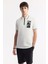 Erkek Beyaz Regular Fit Fermuarlı Polo Yaka Önü Enjeksiyon Baskılı T-shirt A51y1167 6