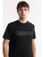 Erkek Siyah Regular Fit Bisiklet Yaka Enjeksiyon Baskılı İnterlok T-Shirt A51Y1021 2