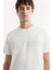 Erkek Beyaz Regular Fit Bisiklet Yaka Enjeksiyon Baskılı Interlok T-shirt A51y1021 2
