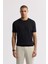 Erkek Siyah Regular Fit Bisiklet Yaka Boyuna Ajurlu Triko T-shirt A51Y5023 1