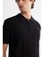 Erkek Siyah Polo Yaka Fermuarlı Rayon Triko T-shirt A42y5128 2