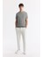 Erkek Gri Regular Fit Bisiklet Yaka Dokulu Triko T-shirt B005119 5
