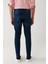 Erkek Koyu Mavi Skinny FitEskitme Yıkamalı Esnek Jean Pantolon B003510 4