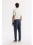 Erkek Antrasit Relaxed Fit Beli Lastikli %100 Keten Pantolon B003032 3